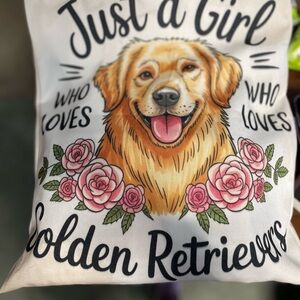 Golden Retriever Decorative Bag - White and Pink